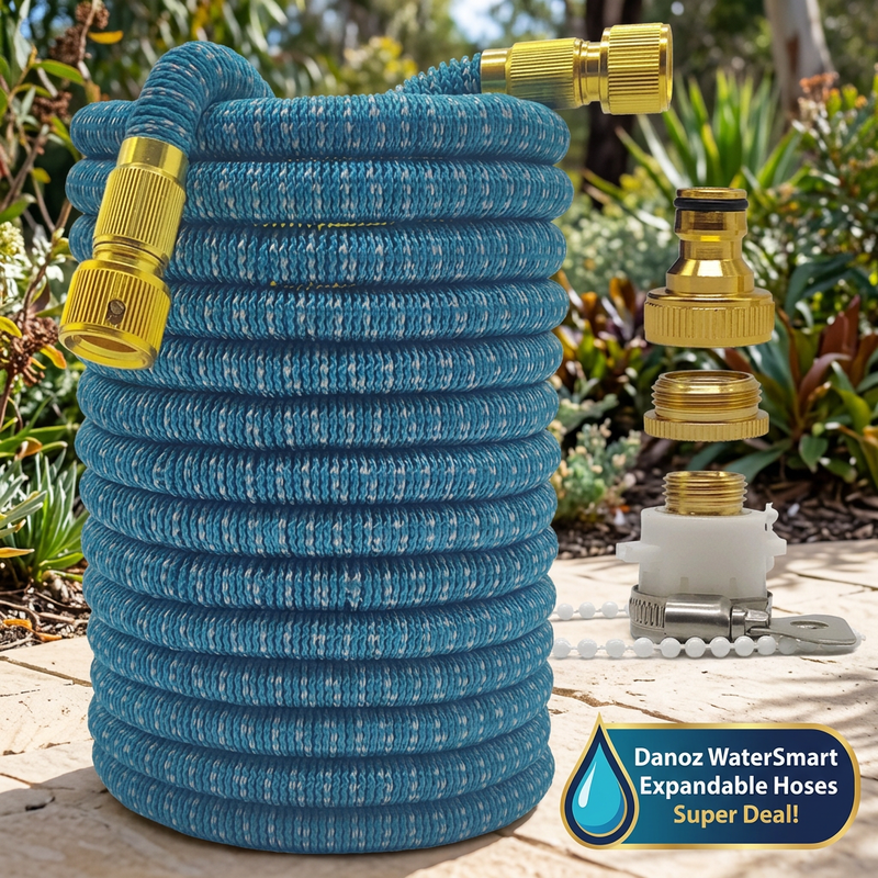 💧 Danoz WaterSmart | Expandable Garden Hose | Expands Up to 3x | Anti-Kink | 7.5–30m (25–100ft) | 16 Colour Styles | Spray Gun Option | 3-Year Warranty | Free Shipping!
