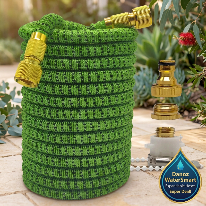 💧 Danoz WaterSmart | Expandable Garden Hose | Expands Up to 3x | Anti-Kink | 7.5–30m (25–100ft) | 16 Colour Styles | Spray Gun Option | 3-Year Warranty | Free Shipping!