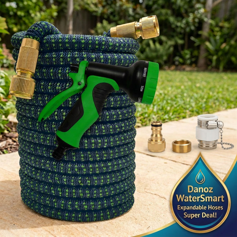 💧 Danoz WaterSmart | Expandable Garden Hose | Expands Up to 3x | Anti-Kink | 7.5–30m (25–100ft) | 16 Colour Styles | Spray Gun Option | 3-Year Warranty | Free Shipping!