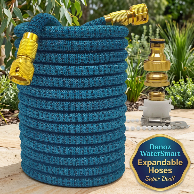 💧 Danoz WaterSmart | Expandable Garden Hose | Expands Up to 3x | Anti-Kink | 7.5–30m (25–100ft) | 16 Colour Styles | Spray Gun Option | 3-Year Warranty | Free Shipping!