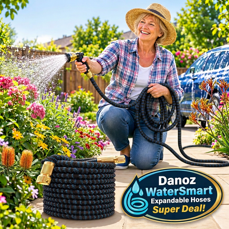 💧 Danoz WaterSmart | Expandable Garden Hose | Expands Up to 3x | Anti-Kink | 7.5–30m (25–100ft) | 16 Colour Styles | Spray Gun Option | 3-Year Warranty | Free Shipping!