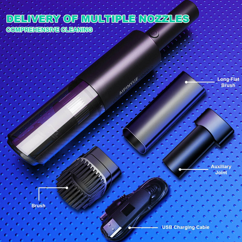 Wireless Charge 6000Pa Suction Powerful Portable Car Vacuum Cleaner Home Duster(Black) - danozdirect