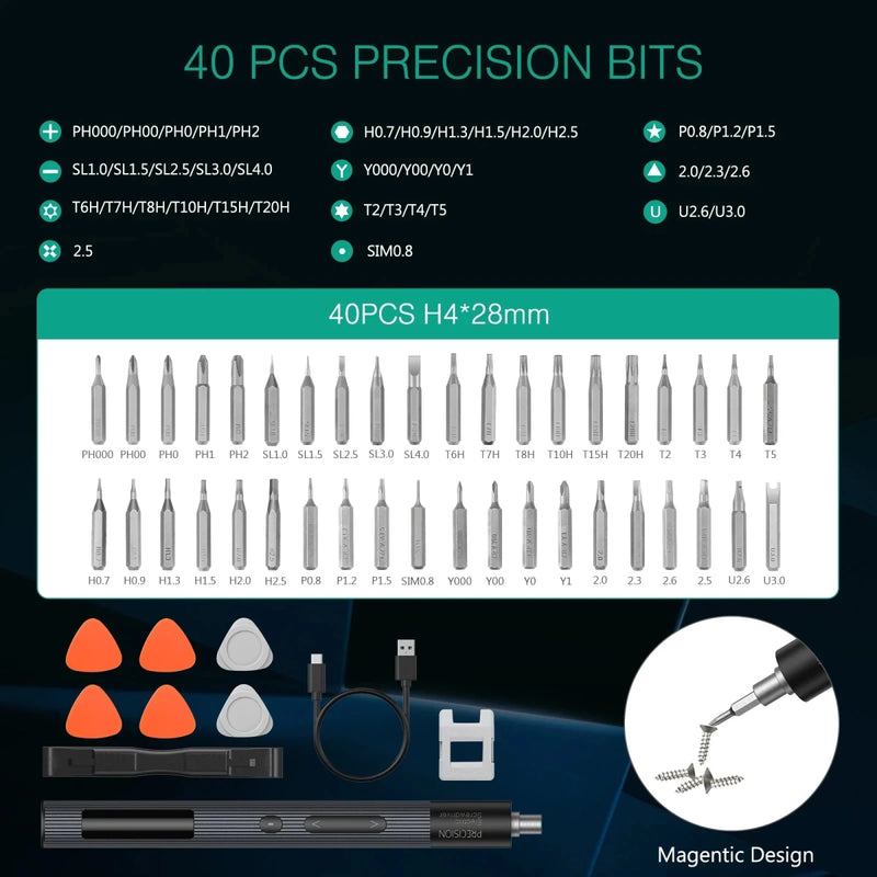 Your DIY sidekick: Danoz DIY 50 - in - 1 Precision Electric Screwdriver Set! USB Charging, With 48 magnetic Phillips and Torx bits - danozdirect