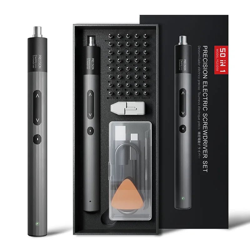 Your DIY sidekick: Danoz DIY 50 - in - 1 Precision Electric Screwdriver Set! USB Charging, With 48 magnetic Phillips and Torx bits - danozdirect