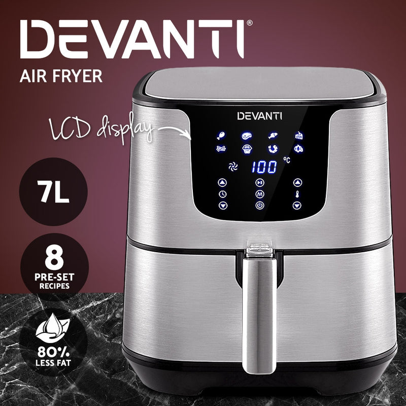 Danoz Direct 🎯Kitchen Smart - Power of healthy cooking with Devanti Air Fryer! 7L LCD stainless - free way to enjoy your favorite fried foods