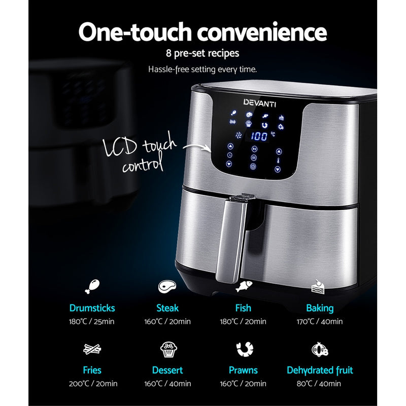 Danoz Direct 🎯Kitchen Smart - Power of healthy cooking with Devanti Air Fryer! 7L LCD stainless - free way to enjoy your favorite fried foods