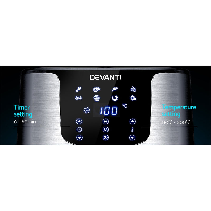 Danoz Direct 🎯Kitchen Smart - Power of healthy cooking with Devanti Air Fryer! 7L LCD stainless - free way to enjoy your favorite fried foods