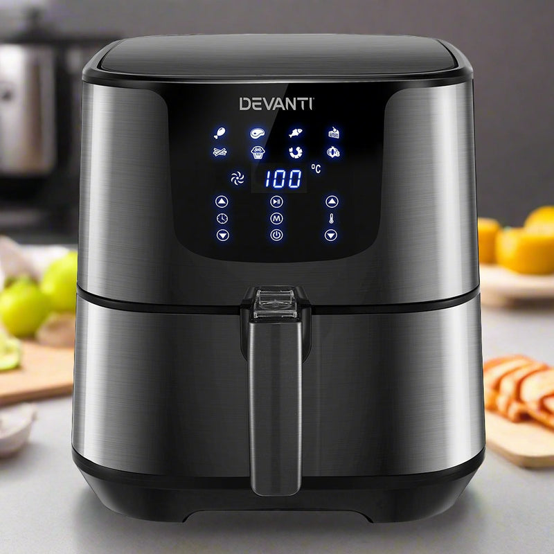 Danoz Direct 🎯Kitchen Smart - Healthier and easier cooking with Devanti Air Fryer 7L LCD Fryer Black