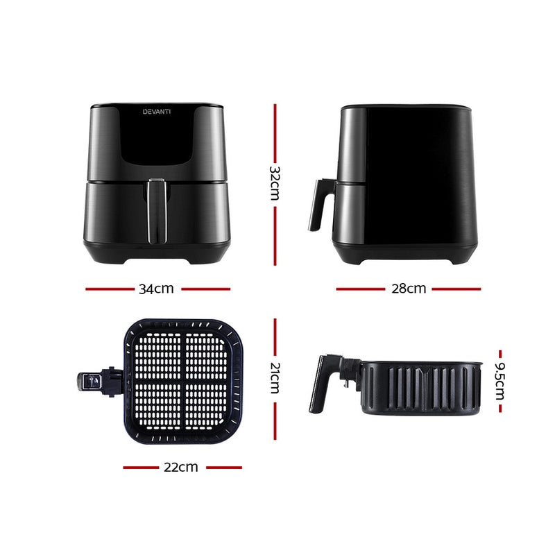 Danoz Direct 🎯Kitchen Smart - Healthier and easier cooking with Devanti Air Fryer 7L LCD Fryer Black