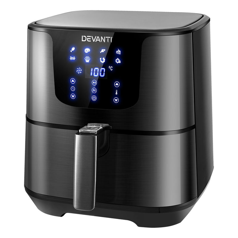 Danoz Direct 🎯Kitchen Smart - Healthier and easier cooking with Devanti Air Fryer 7L LCD Fryer Black