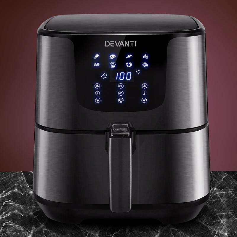 Danoz Direct 🎯Kitchen Smart - Healthier and easier cooking with Devanti Air Fryer 7L LCD Fryer Black
