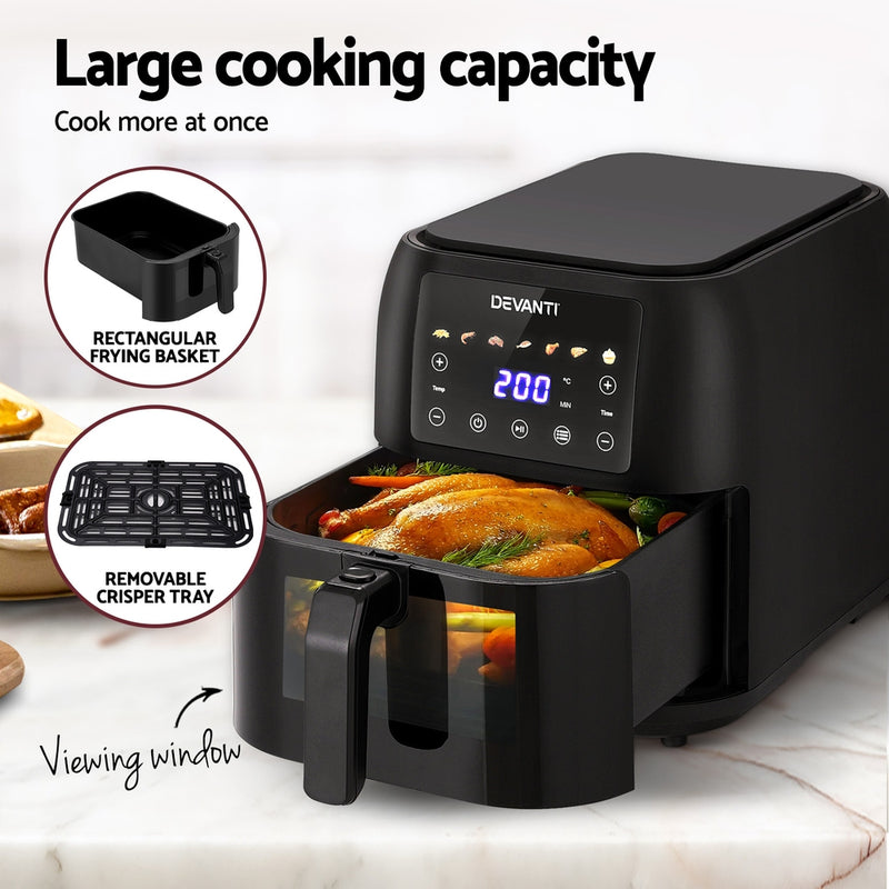 Danoz Direct 🎯Kitchen Smart - Upgrade your kitchen with the Devanti Air Fryer! Oil-free cooking, generous 8L capacity and LCD display