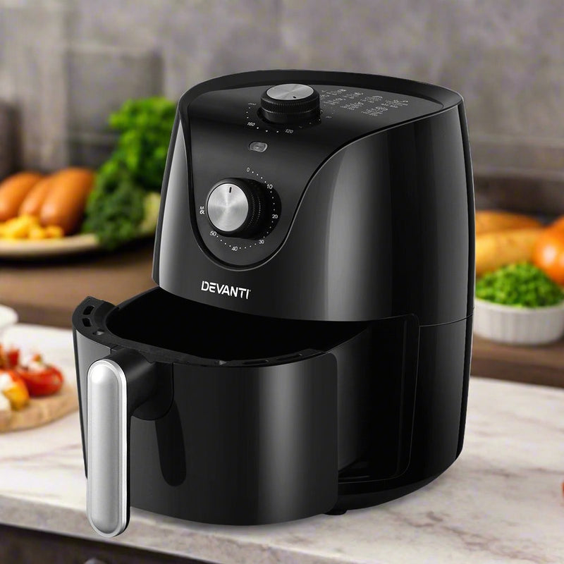 Danoz KitchenSmart Devanti 2.5L Air Fryer 🍗⚡ | 1200W | Up to 80% Less Fat | 80–200°C | 60-Min Timer | 360° Air Circulation | Non-Stick & Removable Tray | SAA Approved | Free Postage!