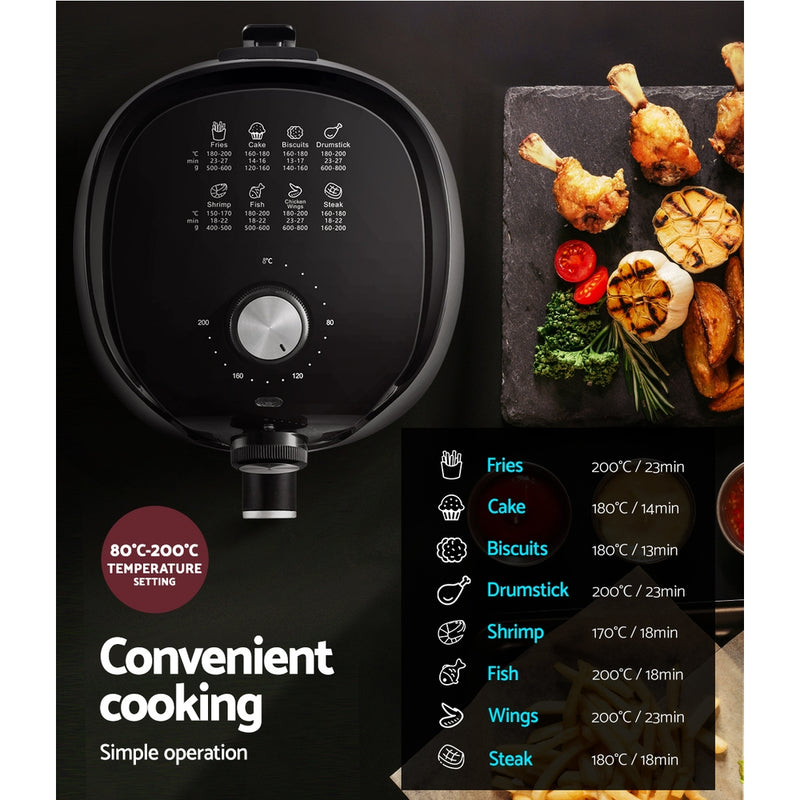 Danoz KitchenSmart Devanti 2.5L Air Fryer 🍗⚡ | 1200W | Up to 80% Less Fat | 80–200°C | 60-Min Timer | 360° Air Circulation | Non-Stick & Removable Tray | SAA Approved | Free Postage!