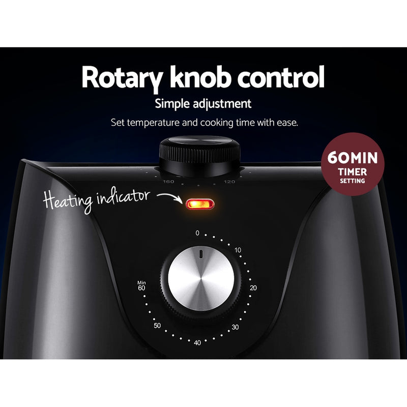 Danoz KitchenSmart Devanti 2.5L Air Fryer 🍗⚡ | 1200W | Up to 80% Less Fat | 80–200°C | 60-Min Timer | 360° Air Circulation | Non-Stick & Removable Tray | SAA Approved | Free Postage!