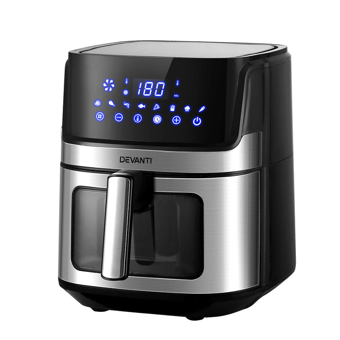 Danoz Direct - Devanti Air Fryer 6.5L LCD Fryers Clear Window