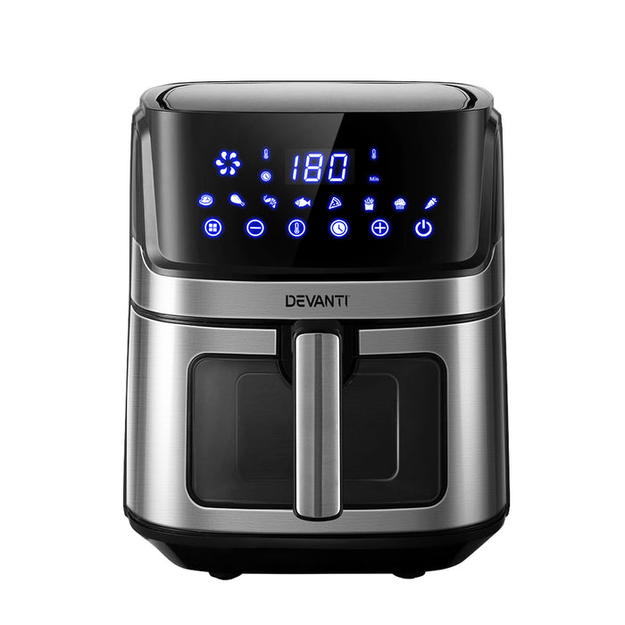 Danoz Direct - Devanti Air Fryer 6.5L LCD Fryers Clear Window