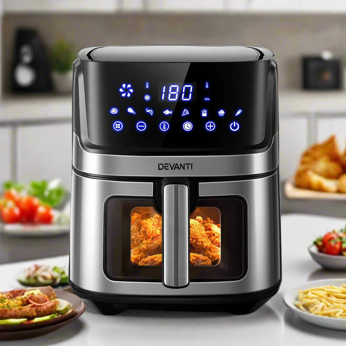 Danoz Direct - Devanti Air Fryer 6.5L LCD Fryers Clear Window