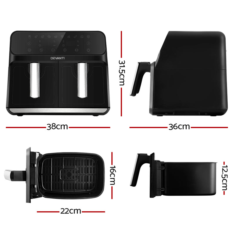 Danoz Direct 🎯Kitchen Smart - Healthy benefits of Danoz Direct - Devanti Air Fryer! With a spacious 8L capacity and dual zone frying