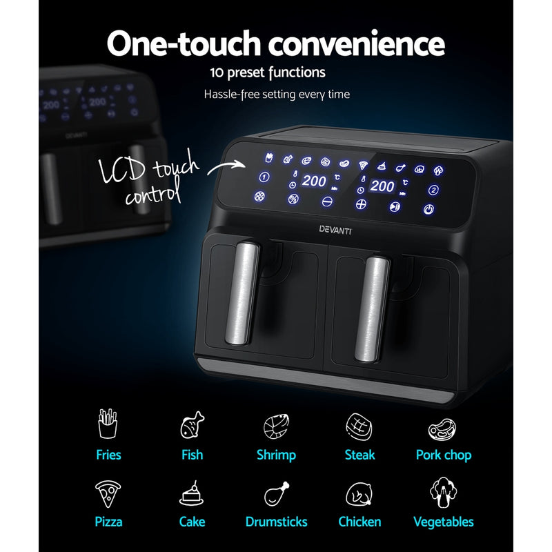 Danoz Direct 🎯Kitchen Smart - Healthy benefits of Danoz Direct - Devanti Air Fryer! With a spacious 8L capacity and dual zone frying