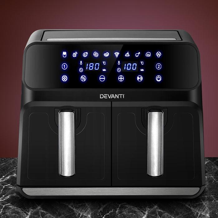 Experience the delicious taste and healthy benefits of Danoz Direct - Devanti Air Fryer! With a spacious 8L capacity and dual zone frying