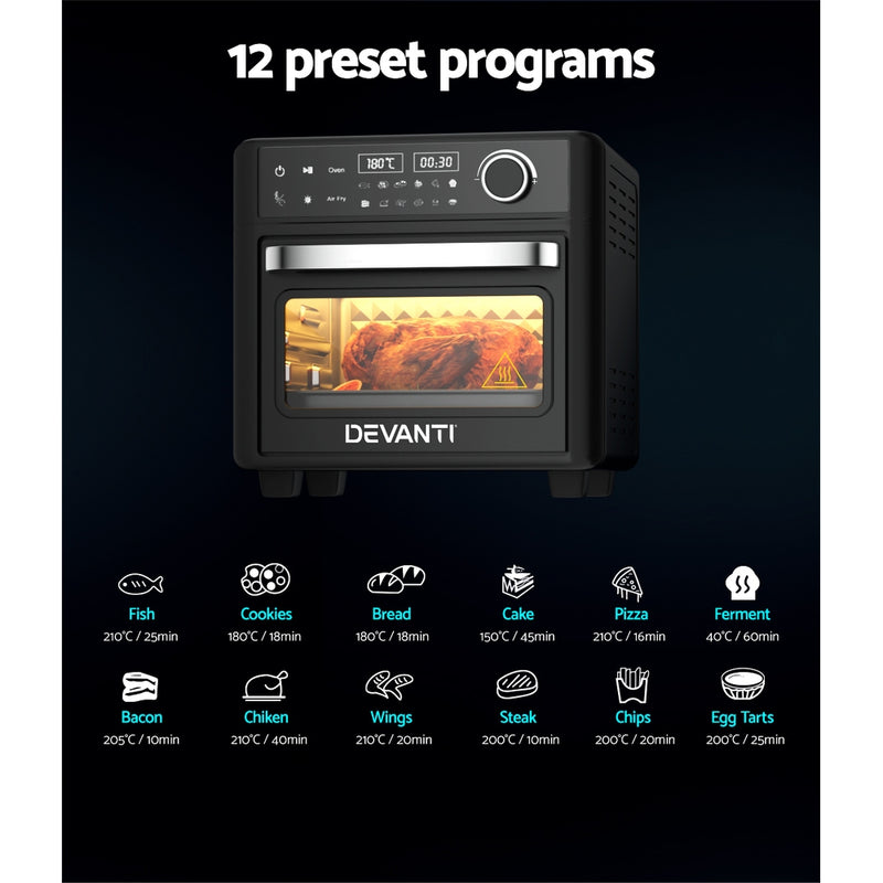 Danoz Direct 🎯Kitchen Smart - Devanti Air Fryer 15L LCD Fryers Oven