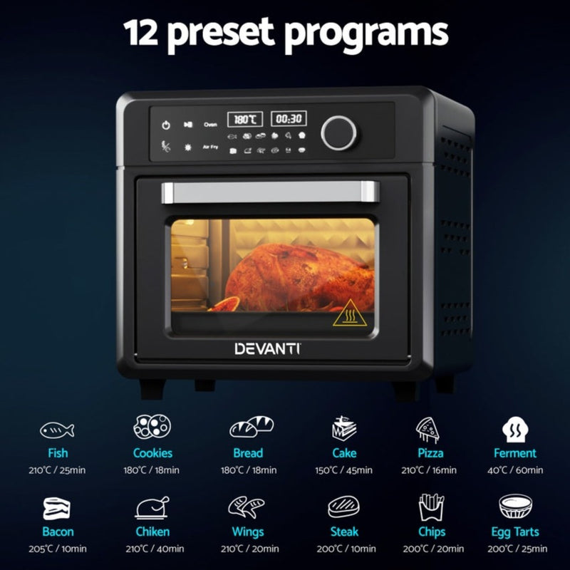 Danoz Direct 🎯Kitchen Smart - Devanti Air Fryer 20L LCD Fryers Oven, the ultimate cooking solution for healthy and delicious meals