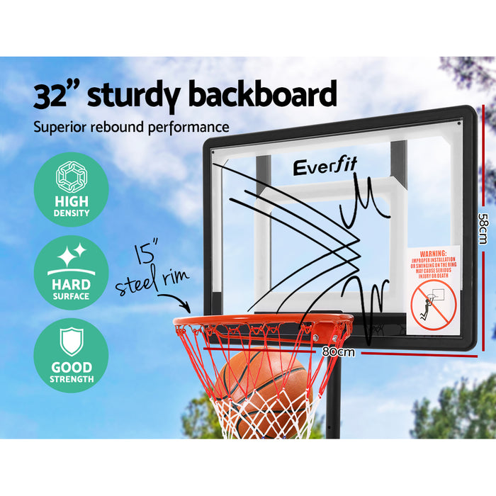 Danoz Direct - Everfit 2.1M Basketball Hoop Stand System Adjustable Portable Pro Kids Clear