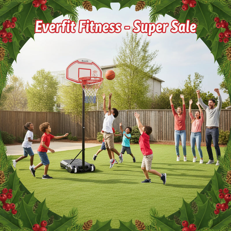 Danoz Sports - Everfit 2.1M Basketball Hoop Stand System Adjustable Portable Pro Kids White