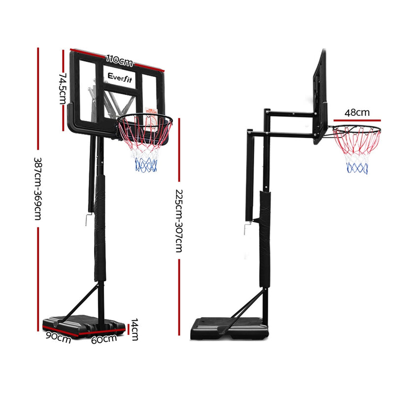 Danoz Direct - Everfit 3.05M Basketball Hoop Stand System Adjustable Height Portable Pro Black