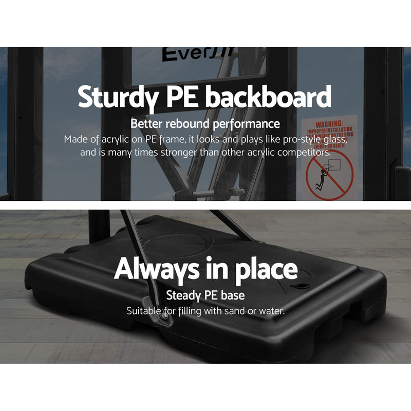 Danoz Direct - Everfit 3.05M Basketball Hoop Stand System Adjustable Height Portable Pro Black