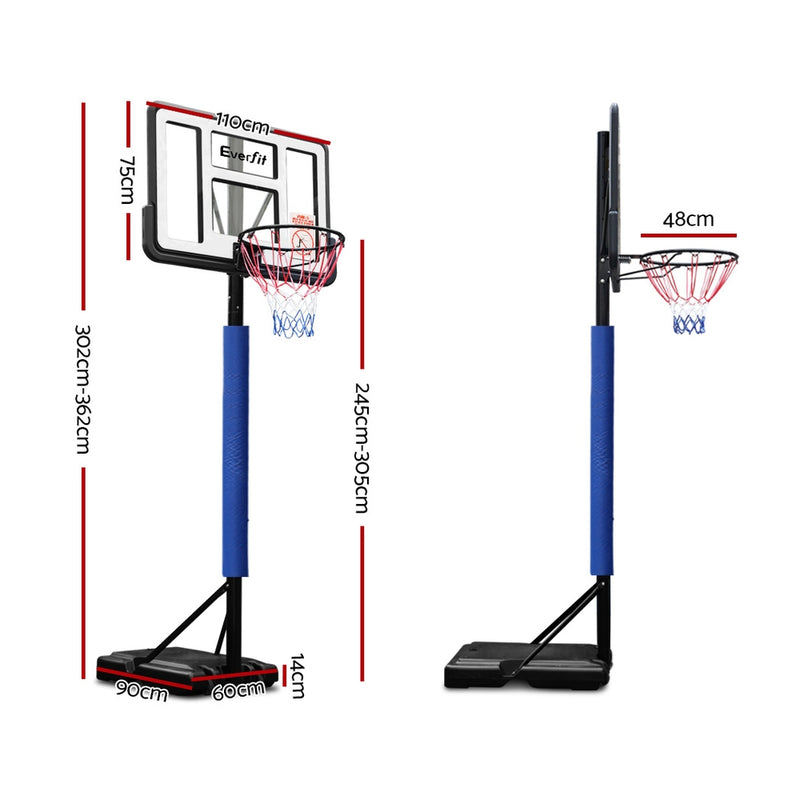 Danoz Direct - Everfit 3.05M Basketball Hoop Stand System Adjustable Height Portable Pro Blue