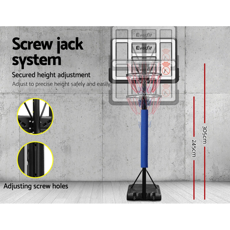 Danoz Direct - Everfit 3.05M Basketball Hoop Stand System Adjustable Height Portable Pro Blue