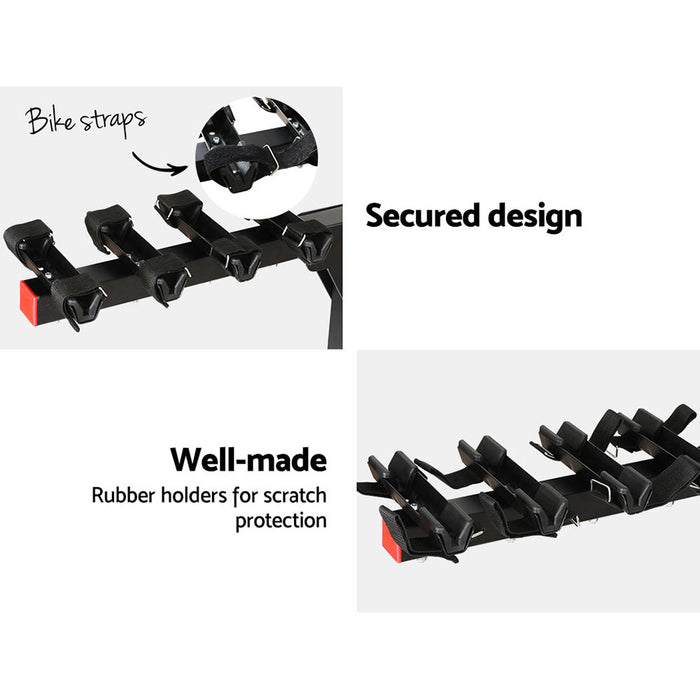 Danoz Direct - Giantz 4 Bicycle Bike Carrier Rack Car 2" Hitch Mount Foldable Black,Giantz 4 Bicycle