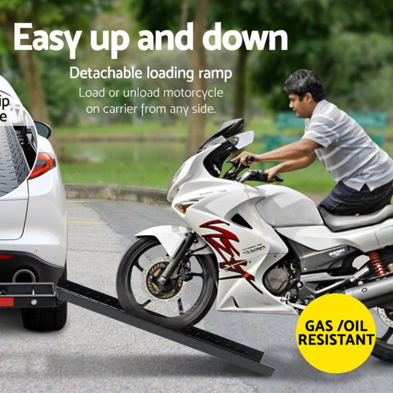 Danoz Direct - Giantz Motorcycle Motorbike Carrier Rack Ramp 2"Towbar Adjustable Height Black,Giantz Motorcycle Motorbike Carrier Rack Ramp 2"Towbar Adjustable Height Black