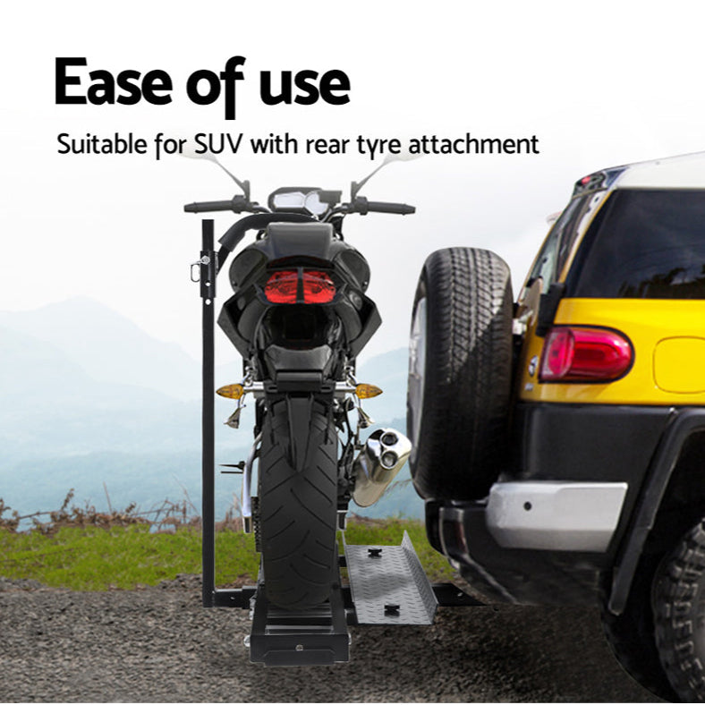 Danoz Direct - Giantz Motorcycle Motorbike Carrier Rack Ramp 2"Towbar Adjustable Height Black,Giantz Motorcycle Motorbike Carrier Rack Ramp 2"Towbar Adjustable Height Black