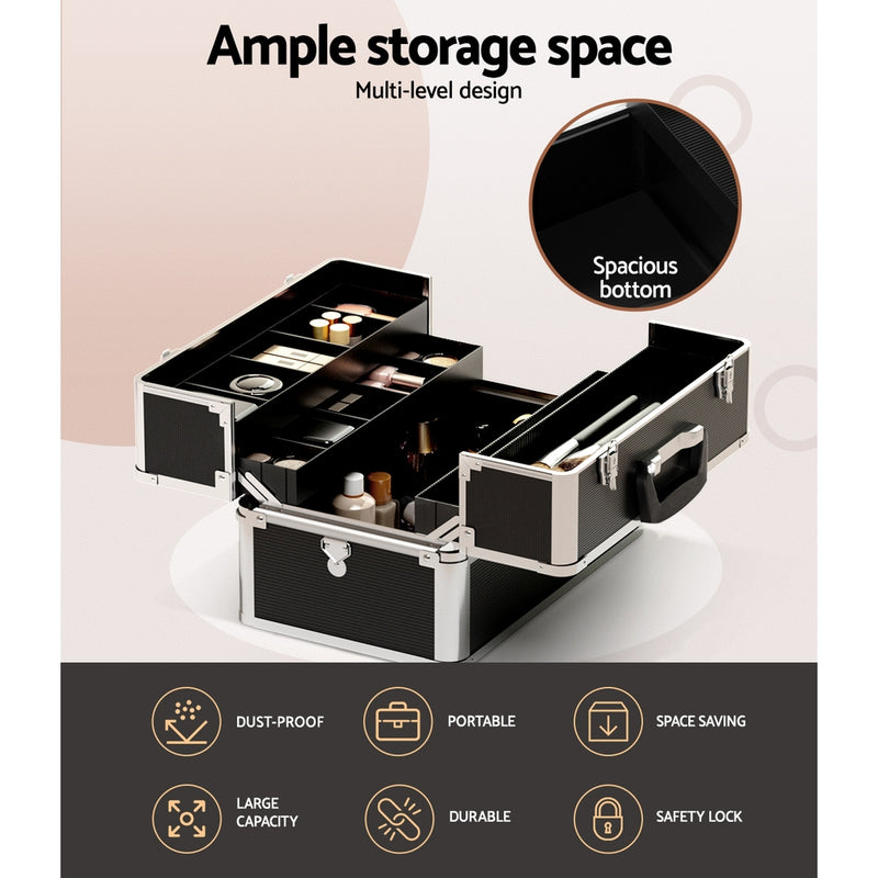 Danoz Direct - Embellir Portable Cosmetic Beauty Makeup Case- Black