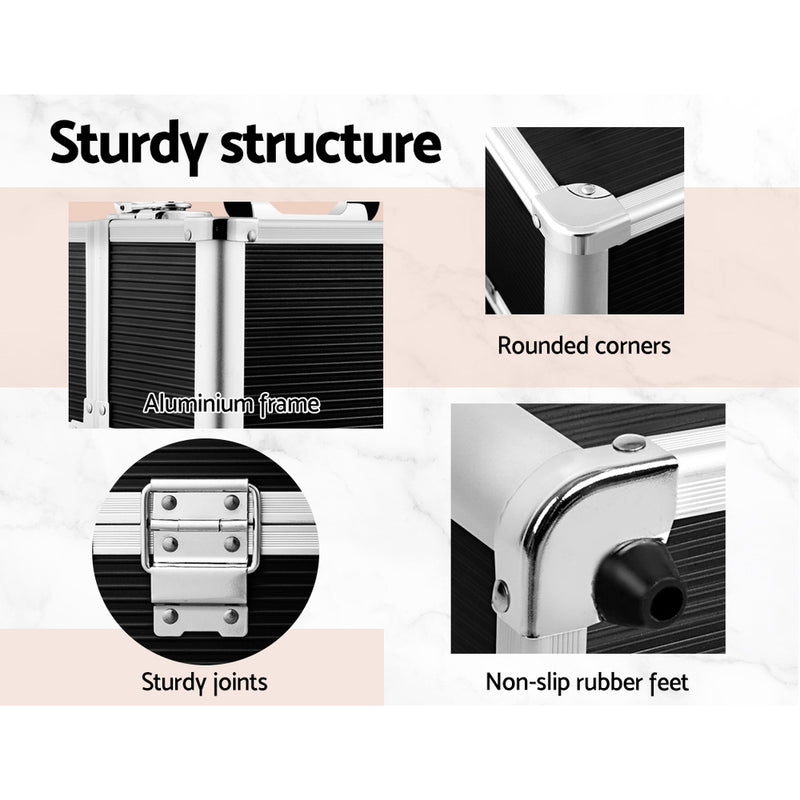 Danoz Direct - Embellir Portable Cosmetic Beauty Makeup Case- Black