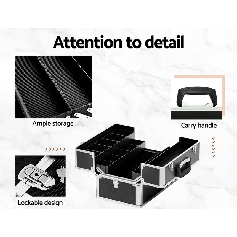 Danoz Direct - Embellir Portable Cosmetic Beauty Makeup Case- Black