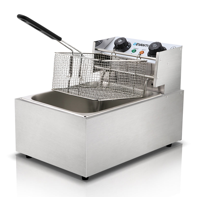 Danoz Kitchen 🧑‍🍳🥘 Devanti 10L Electric Commercial Deep Fryer Single Basket 2200W