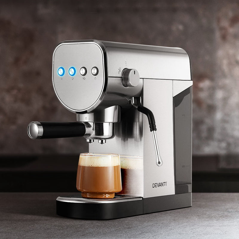 Experience the perfect cup of coffee every morning with Danoz Direct - Devanti 20 Bar Coffee Machine Espresso Cafe Maker