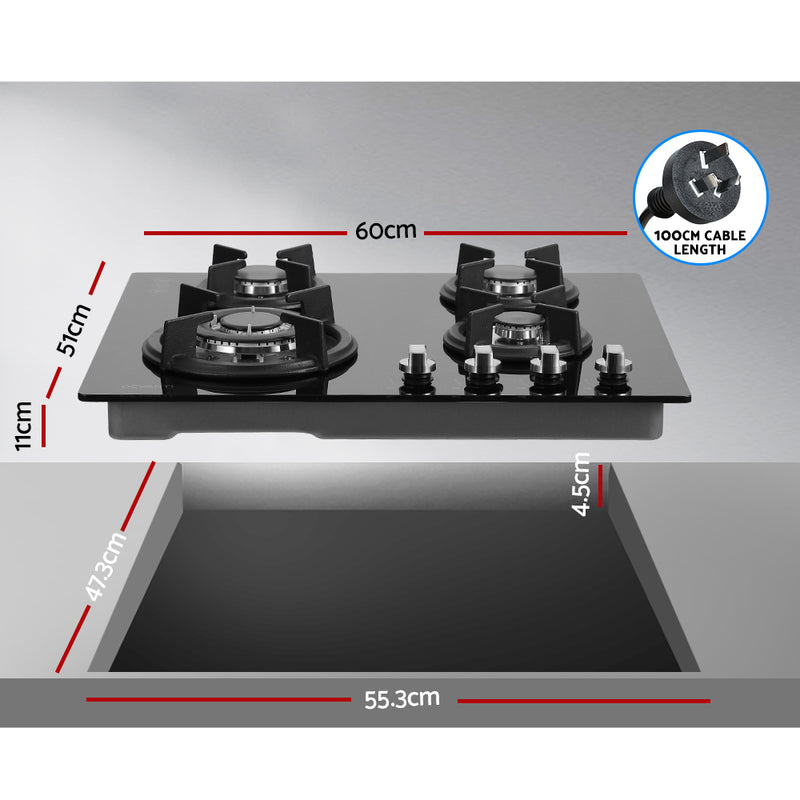 Upgrade your cooking experience with Danoz Direct - Devanti Gas Cooktop 60cm 4 Burner Black! Perfect for any kitchen