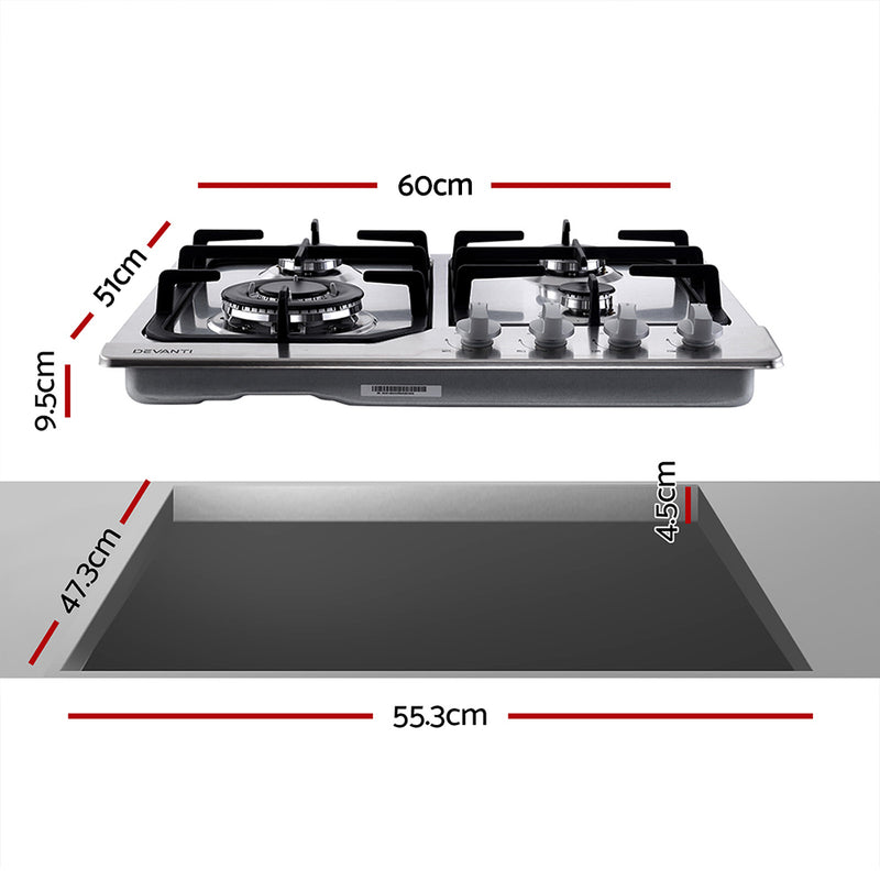 Transform your cooking experience with Danoz Kitchen 🧑‍🍳🥘 Devanti Gas Cooktop! Boasting 60cm of cooking space and 4 powerful burners