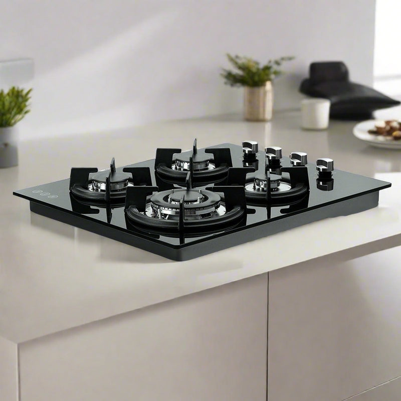 Upgrade your kitchen with the sleek and efficient Danoz Kitchen 🧑‍🍳🥘 - Devanti Gas Cooktop 60cm Stove Hob Black. Enjoy faster cooking times