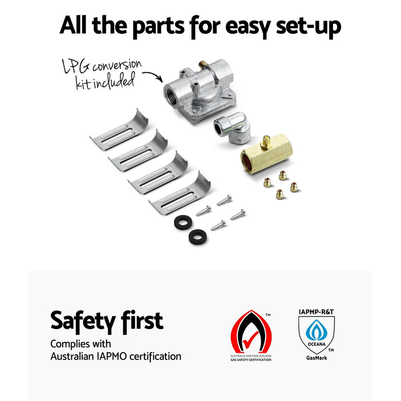 Upgrade your kitchen with Danoz Direct - Devanti Gas Cooktop! 5 burners, sleek silver design, cooking has never been easier or more stylish