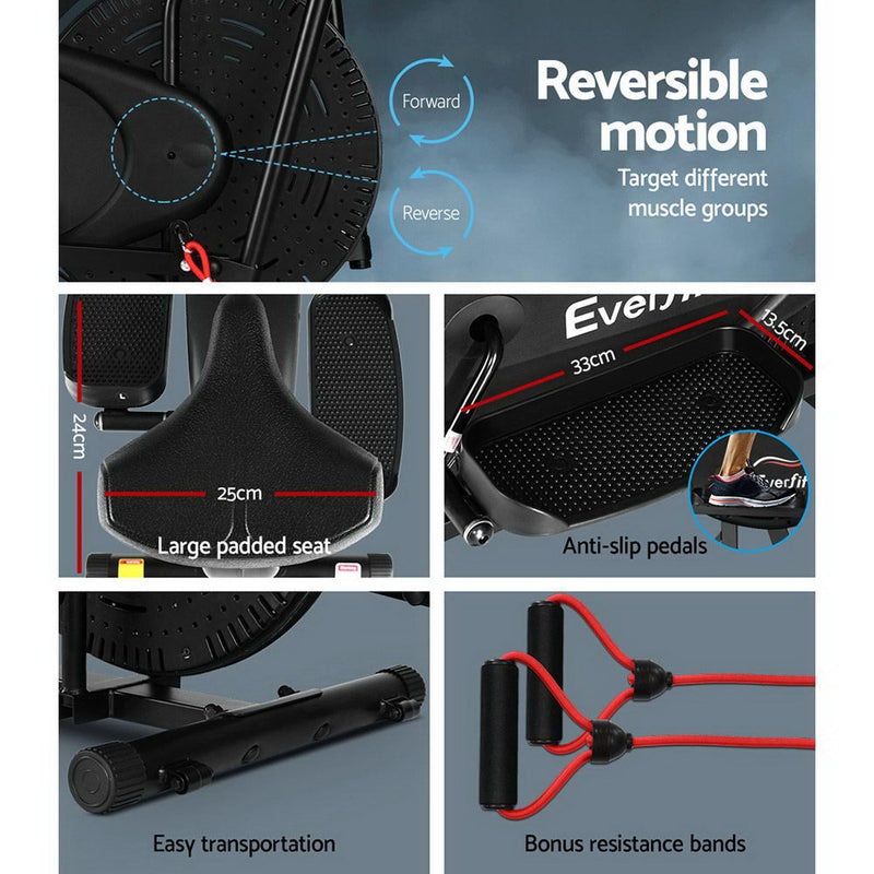 Danoz Fitness - Everfit Exercise Bike 5 in 1 Elliptical Cross Trainer Home Gym Indoor Cardio - Incl Delivery