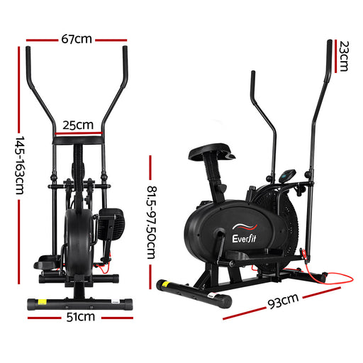 Danoz Direct - Everfit Exercise Bike 4 in 1 Elliptical Cross Trainer Home Gym Indoor Cardio