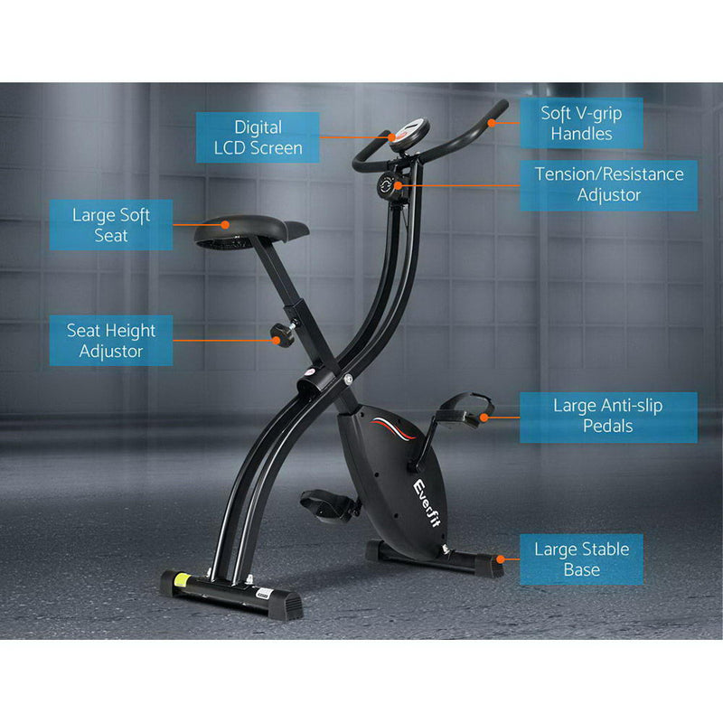 Danoz Fitness - Everfit Folding Exercise Bike Magnetic X-Bike Bicycle Indoor Cycling Cardio - Incl. Delivery
