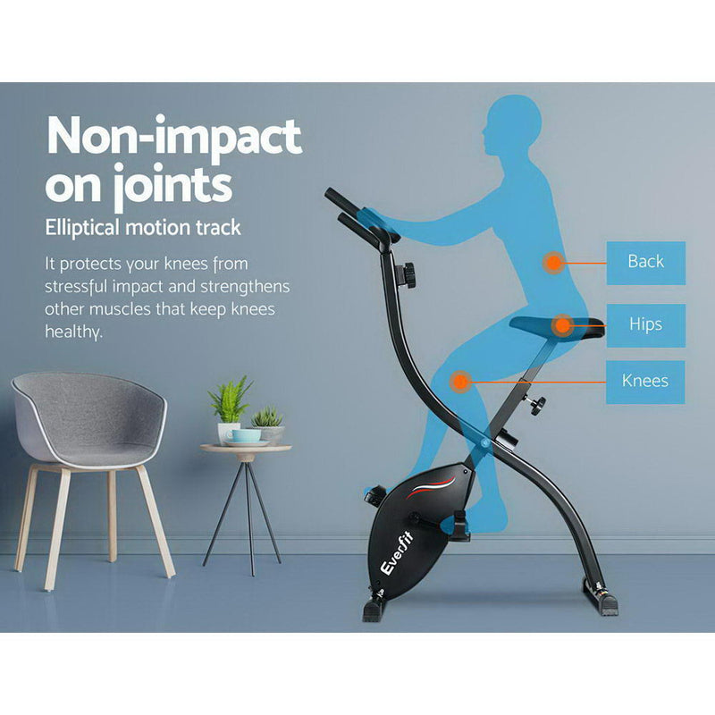Danoz Fitness - Everfit Folding Exercise Bike Magnetic X-Bike Bicycle Indoor Cycling Cardio - Incl. Delivery