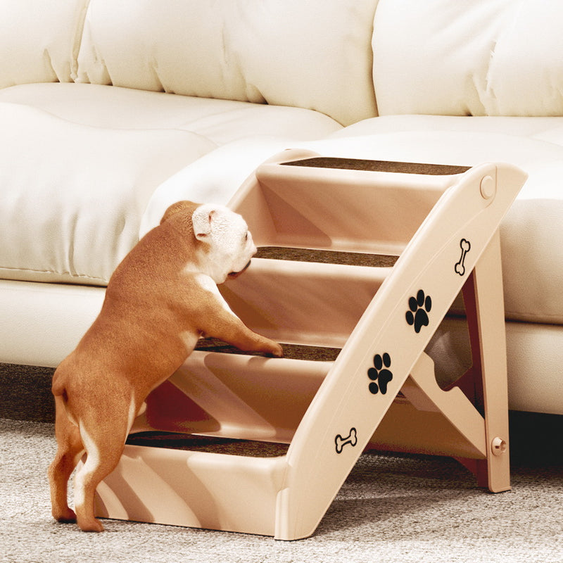 Danoz Direct - i.Pet Dog Ramp Steps For Bed Sofa Car Pet Stairs Ladder Portable Foldable Beige